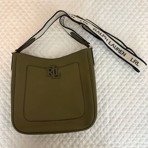 Ralph Lauren Khaki Shoulder Bag with Logo Strap